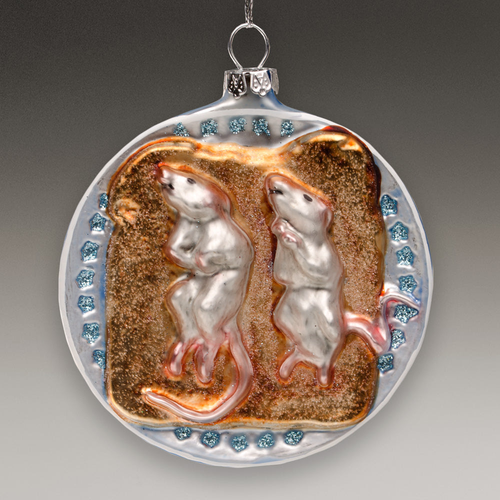 'Mice on Toast' Glass Ornament